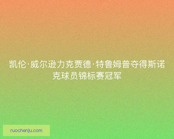 凯伦·威尔逊力克贾德·特鲁姆普夺得斯诺克球员锦标赛冠军