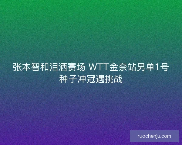 张本智和泪洒赛场 WTT金奈站男单1号种子冲冠遇挑战